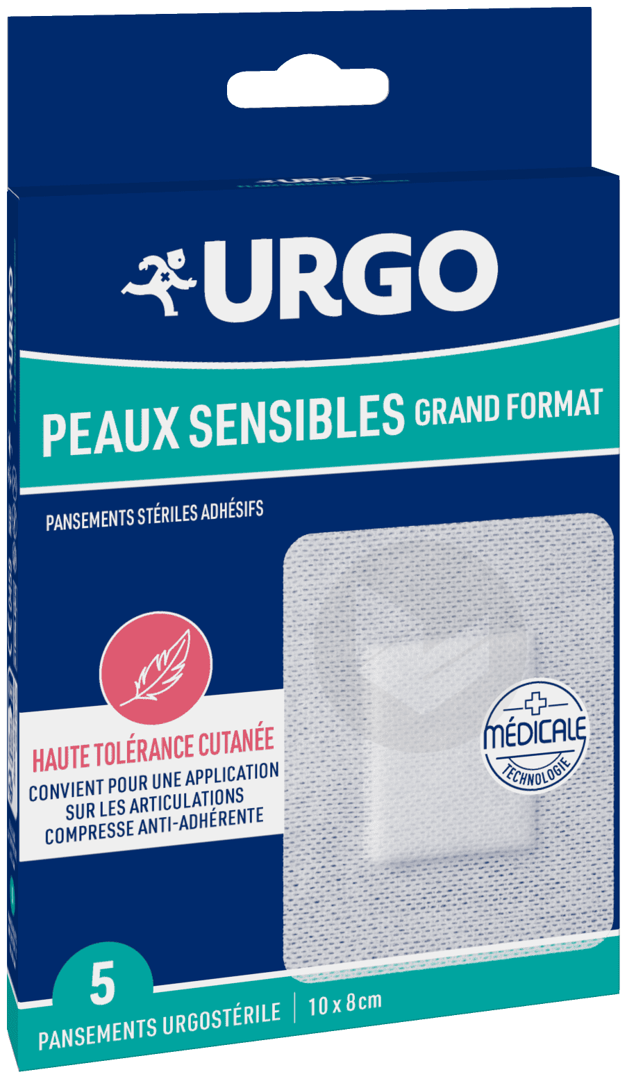 Peaux Sensibles Grand Format 5 pansements 10 x 8cm