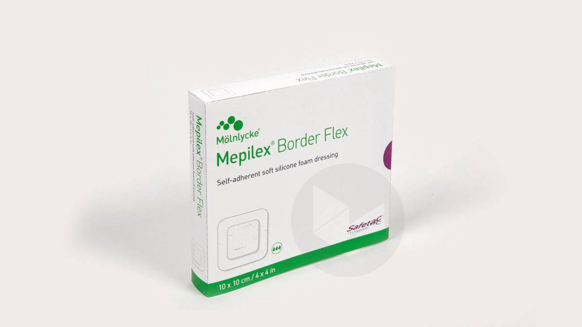 MEPILEX BORDER FLEX CARRE Pans hydrocellulaire adhésif stérile siliconé 10x10cm B/16