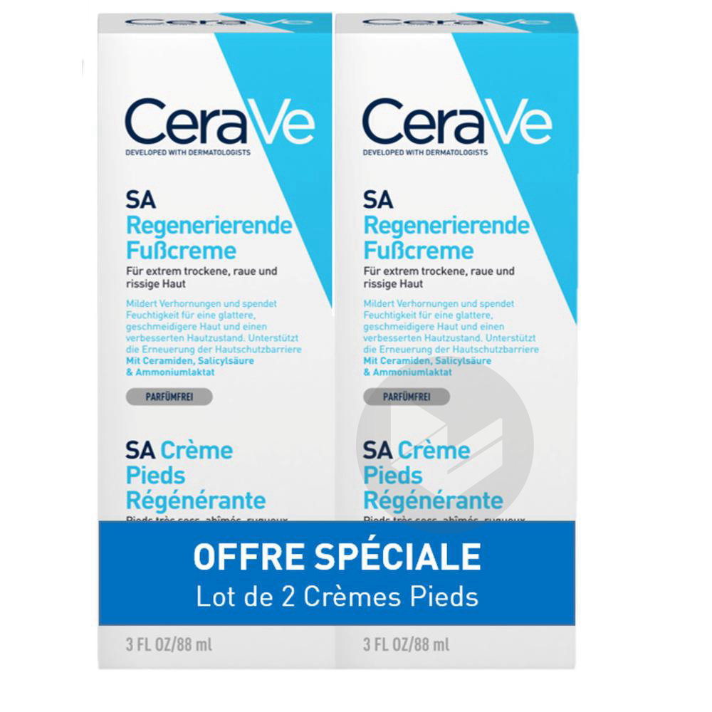Lot de 2 SA Crème Pieds Régénérante pour les pieds très secs, abîmés et rugueux 88ml