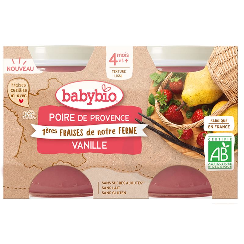 Poire fraise vanille 2x130g