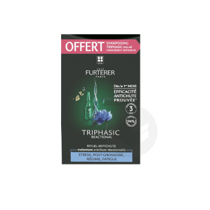 Traitement Antichute Réactionnelle 12x5ml + Shampooing Triphasic Stimulant 100ml Offert