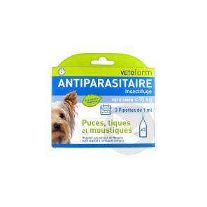 Antiparasitaire Pipettes Insectifuges Petit Chien 3 Pipettes