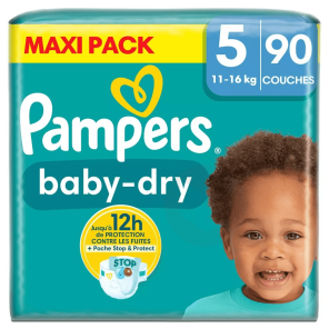 Couches Baby-dry Taille 5 : 11-16 Kg X90