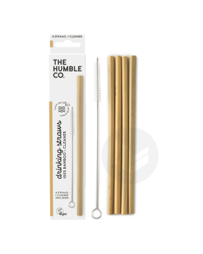 Bamboo Straw 4 Pack + 1 Cleaner