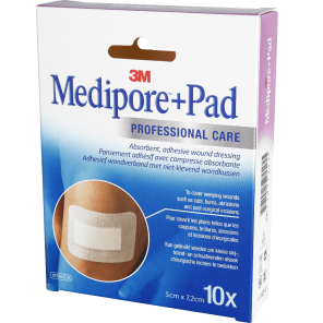 Medipore+ Pad Pans Adhésif Stérile Avec Compresse 5x7,2cm B/10