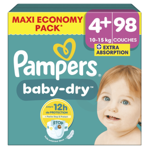 Couches Bébés Baby-dry Taille 4+ : 10-15 Kg X98