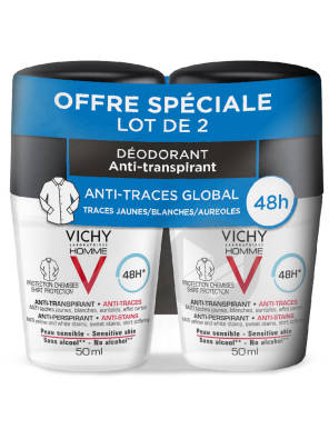 Lot 2 Homme Deodorant Bille 48 H Anti Transpirant Anti Traces Protection Chemise 2 X 50 Ml