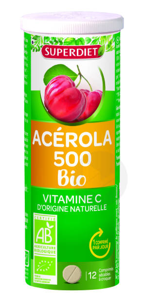 Acerola 500 Bio Tube De 12 Comprimés À Croquer