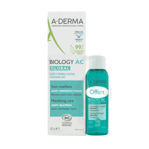 Biology Ac Global Soin Matifiant Anti-imperfections Bio 40ml + Gel Moussant Nettoyant Purifiant Bio 25ml Offert