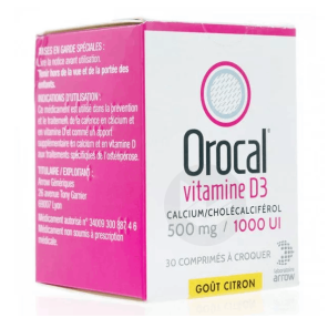 Orocal 500mg / 1000 Ui 30 Comprimés À Croquer