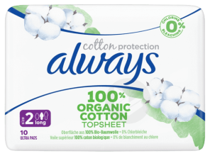 Cotton Protection Taille 2 Long 10 Serviettes Hygiéniques
