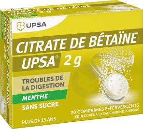  De Betaine Upsa 2 G Comprimé Effervescent Sans Sucre Menthe Édulcoré À La Saccharine Sodique (tube De 20)