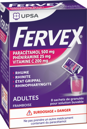  Etat Grippal Paracetamol/vitamine C/pheniramine Granulés Pour Solution Buvable En Sachet Framboise Adulte (boîte De 8)