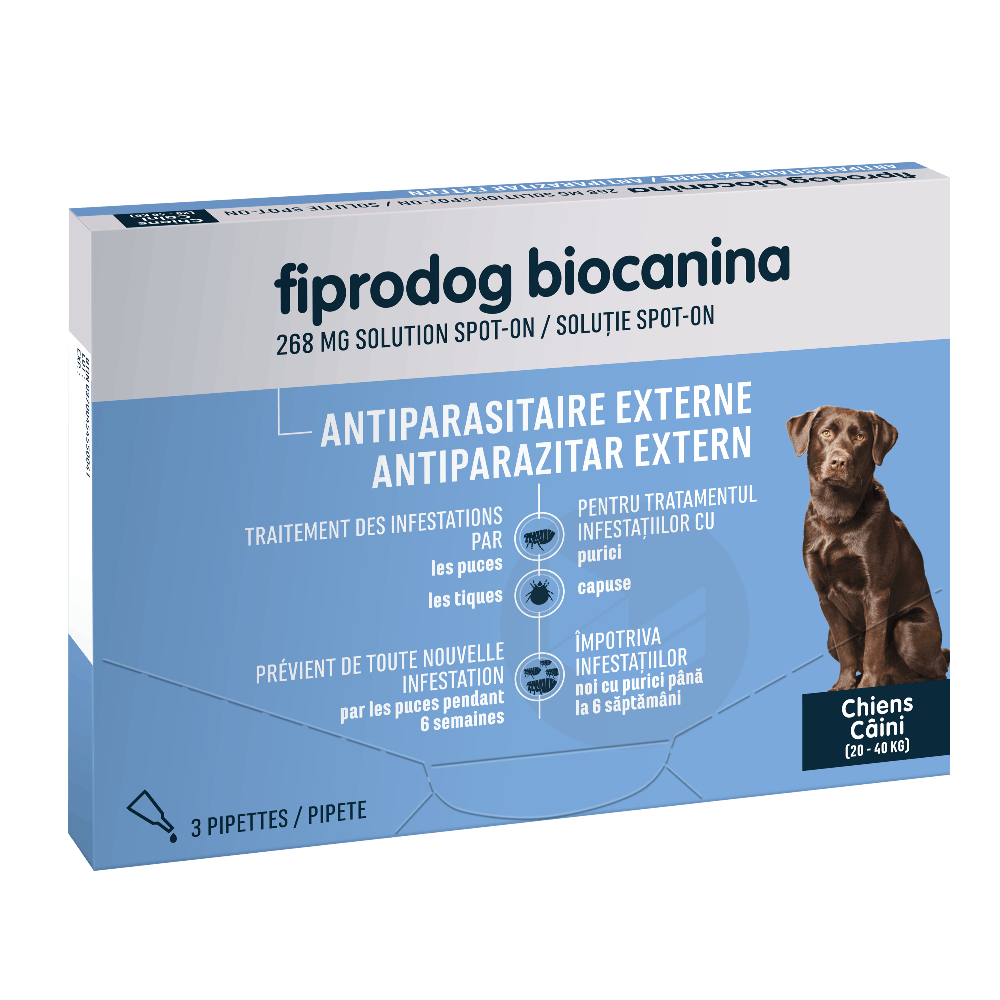 Fiprodog 268 mg Solution Spot-On Grands Chiens 3 Pipettes