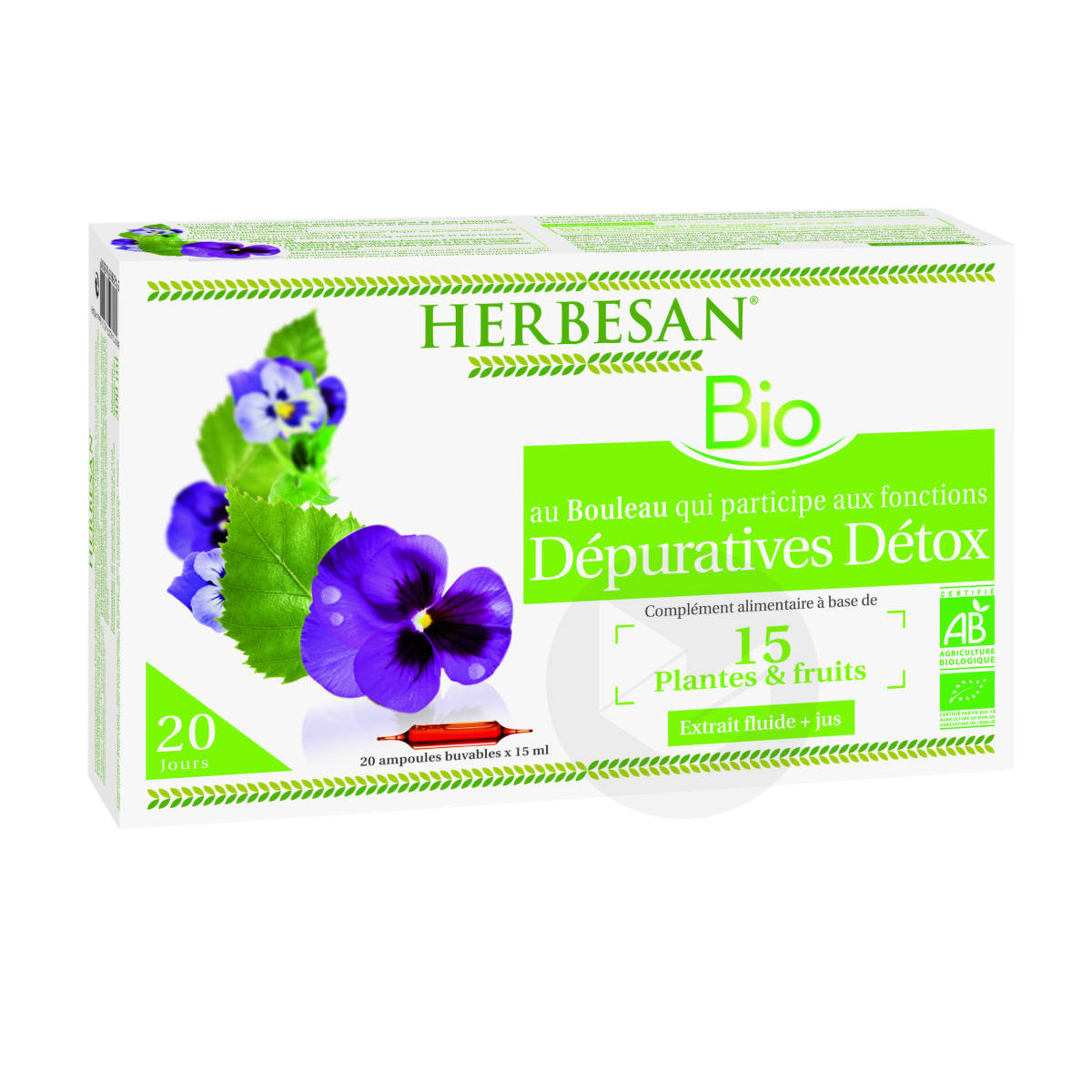 Bouleau Detox Bio 20 Ampoules De 15ml