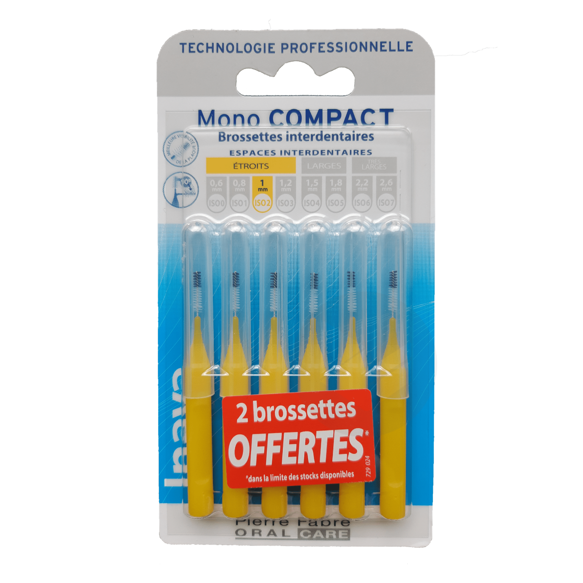 Brossettes Mono-Compact Jaune 6+2 offertes