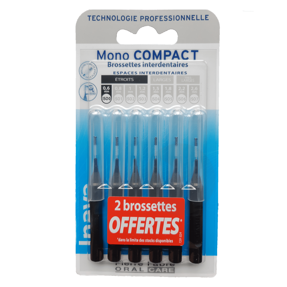 Brossettes Mono-Compact Noir 6+2 offertes
