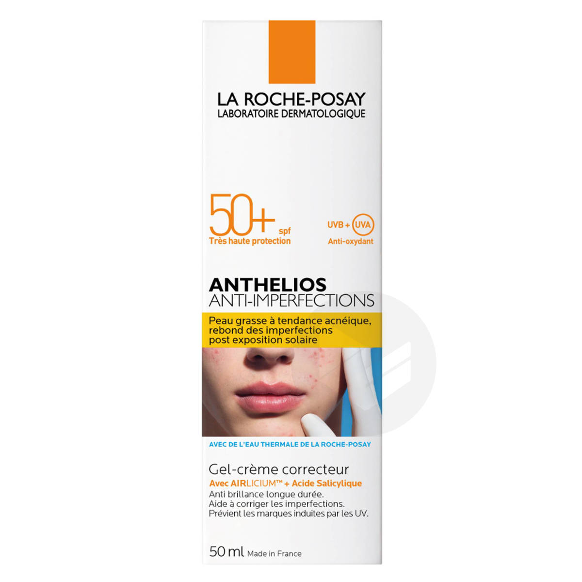 Anthelios Crème Solaire en Gel-Crème Anti-Imperfections Visage SPF50+ Sans parfum 50ml