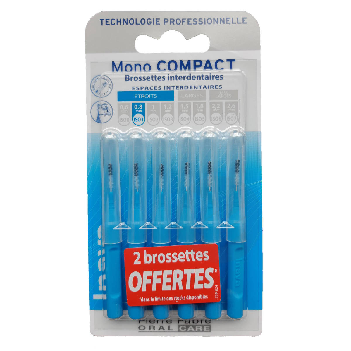 Brossettes Mono-Compact Bleu 6+2 offertes
