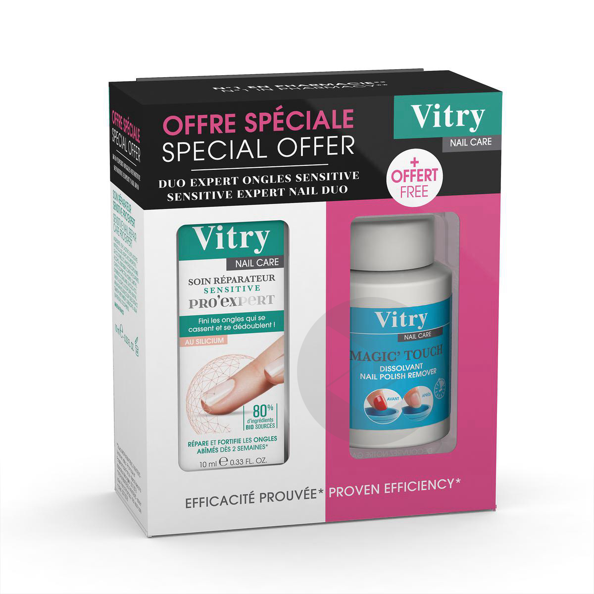 Vitry Duo Soin Ongles Sensitive Pro Exp + Magictouch Offert