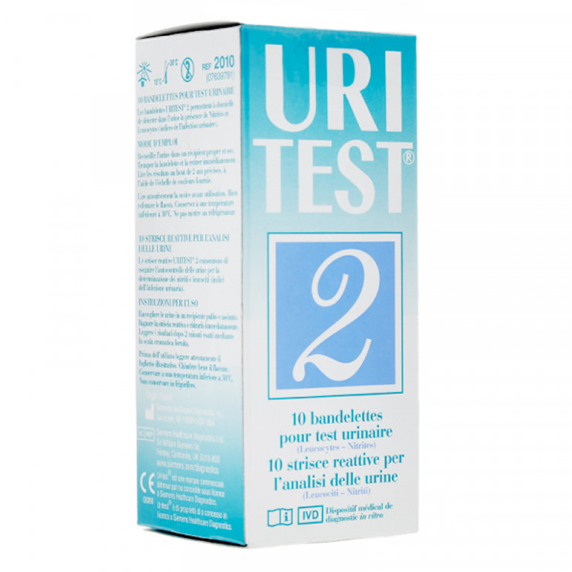 Uritest 2 Dix Bandelettes pour Test Urinaire