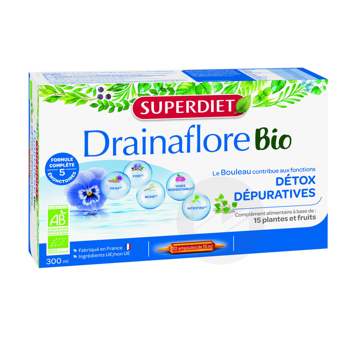Drainaflore Bio 20 Ampoules De 15ml