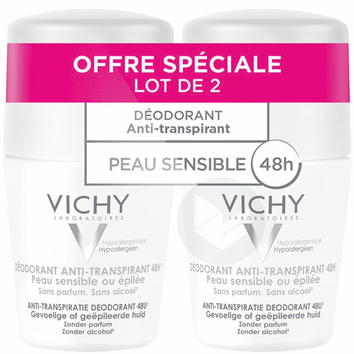 Déodorant Anti-Transpirant 48H - Roll-On Peau Sensible 2x50ml