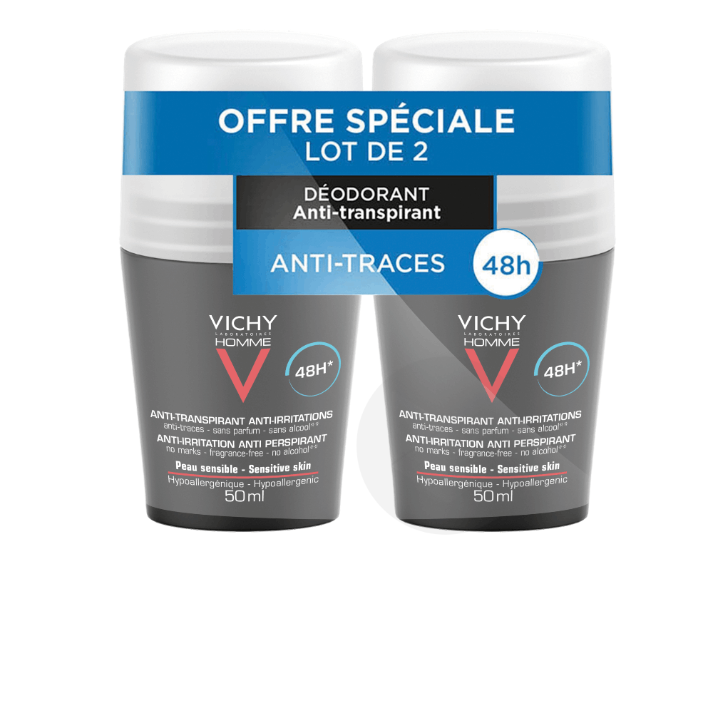 Déodorant bille 48H anti-irritation 2x50ml