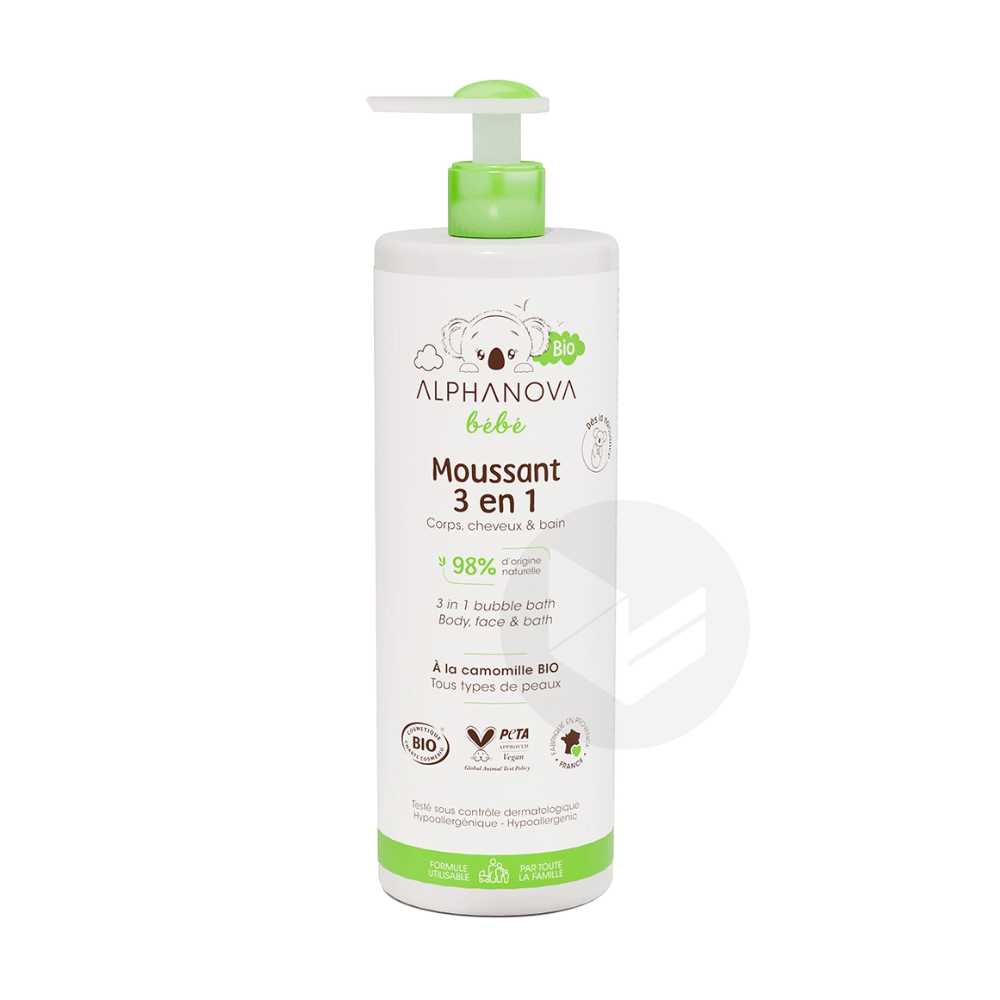 Moussant 3 en 1 bébé certifié bio 400ml