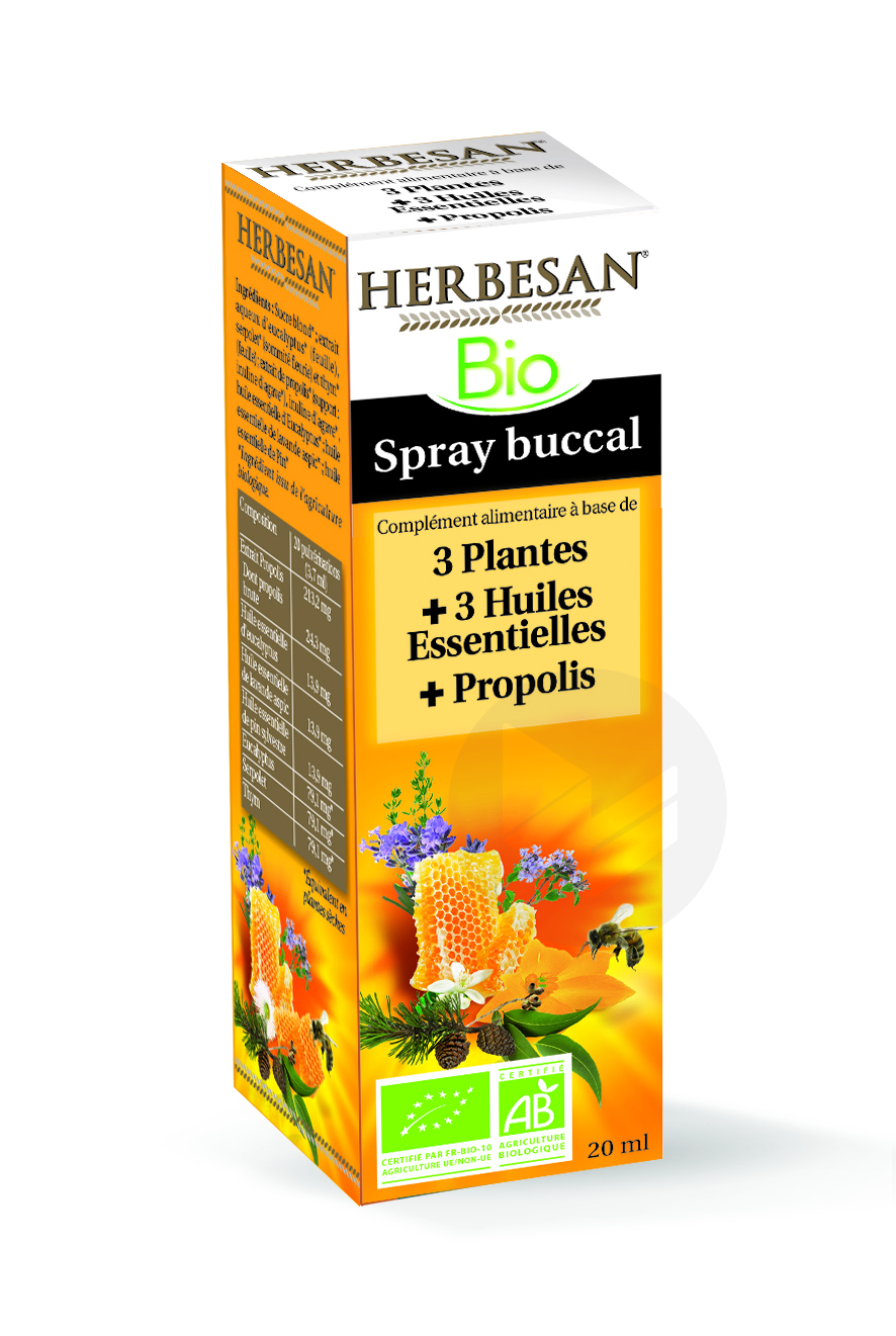 Spray 3 Plantes 3 Huiles Essentielles Propolis Bio 20ml