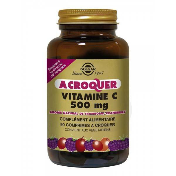 Vitamine c 500mg à croquer saveur framboise 90 comprimés
