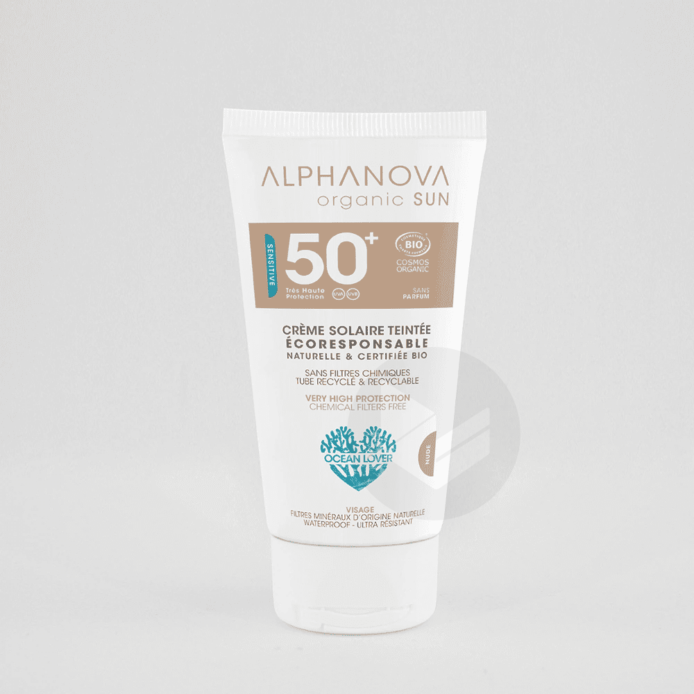 Crème solaire teintée claire certifiée bio SPF50+ 50g