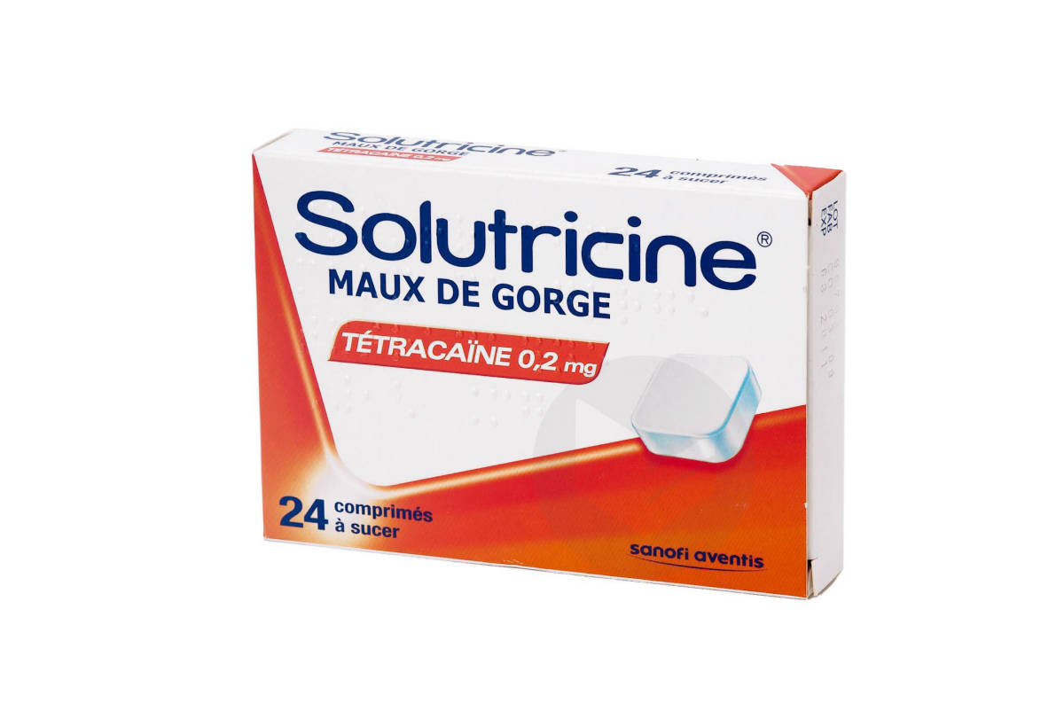 SOLUTRICINE TETRACAINE 0,2 mg Comprimé à sucer maux de gorge (Plaquette de 24)