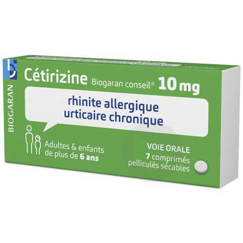 CETIRIZINE BIOGARAN CONSEIL 10 mg Comprimé pelliculé sécable (Plaquette de 7)
