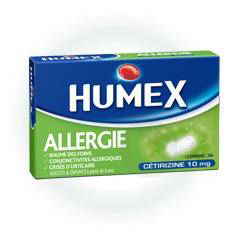 HUMEX 10 mg Comprimé pelliculé sécable allergie cétirizine (Plaquette de 7)