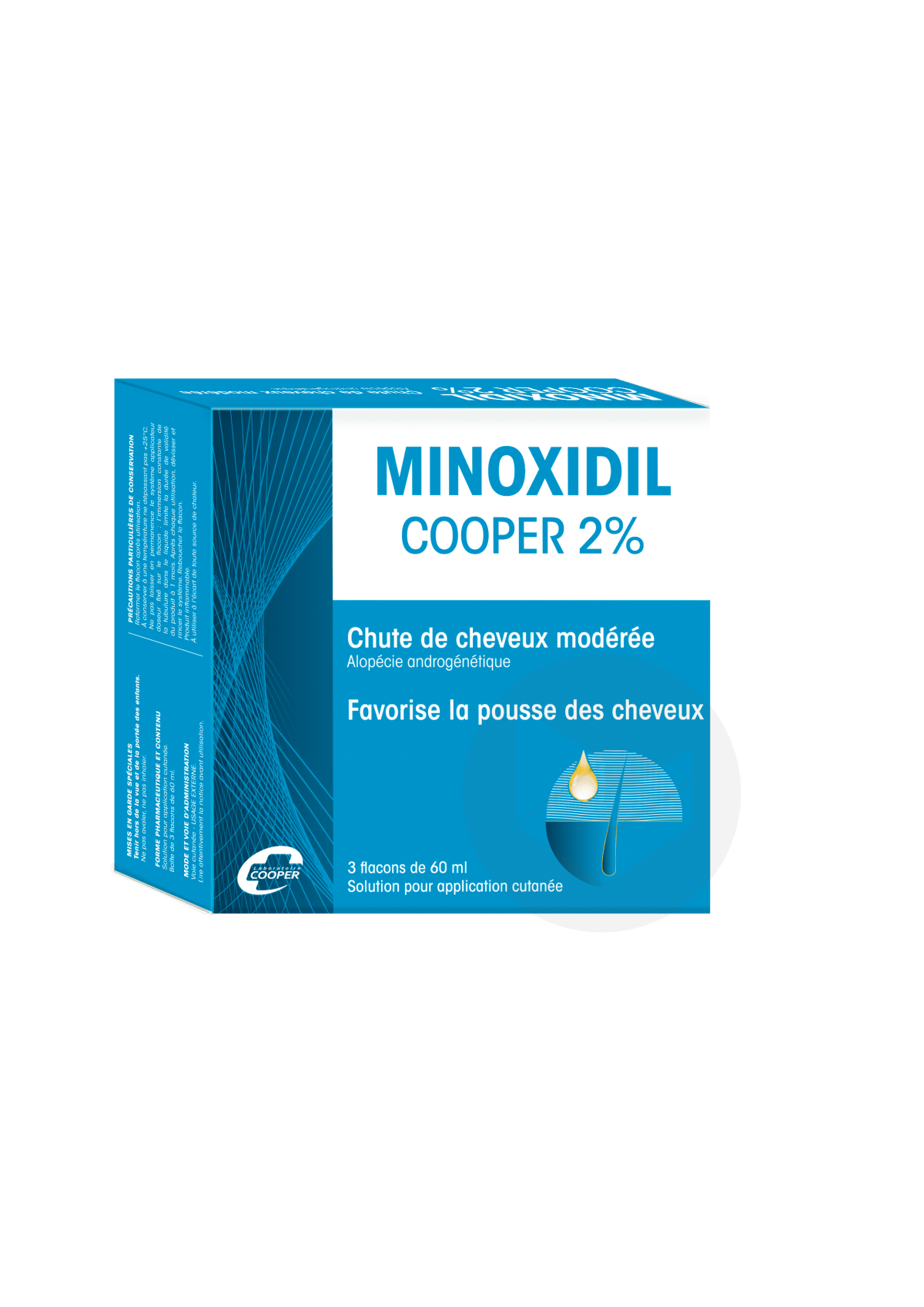 MINOXIDIL COOPER 2 % Solution pour application cutanée en flacon (3 flacons de 60ml)