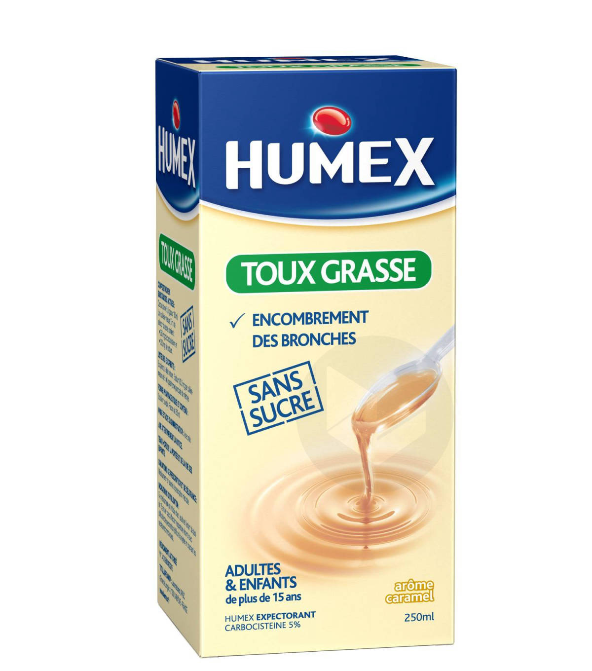 HUMEX 750 mg/10 ml Solution buvable expectorant carbocistéine sans sucre adulte (Boîte de 15)